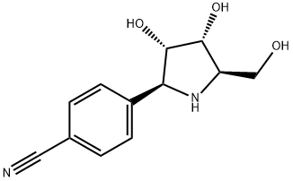 Benzonitrile, 4-(2S,3S,4R,5R)-3,4-dihydroxy-5-(hydroxymethyl)-2-pyrrolidinyl- 구조식 이미지