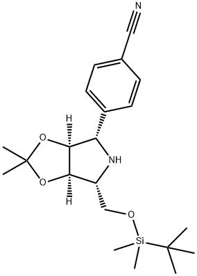 Benzonitrile, 4-(3aS,4S,6R,6aR)-6-(1,1-dimethylethyl)dimethylsilyloxymethyltetrahydro-2,2-dimethyl-4H-1,3-dioxolo4,5-cpyrrol-4-yl- 구조식 이미지