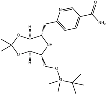 3-Pyridinecarboxamide, 6-(3aS,4S,6R,6aR)-6-(1,1-dimethylethyl)dimethylsilyloxymethyltetrahydro-2,2-dimethyl-4H-1,3-dioxolo4,5-cpyrrol-4-ylmethyl- 구조식 이미지