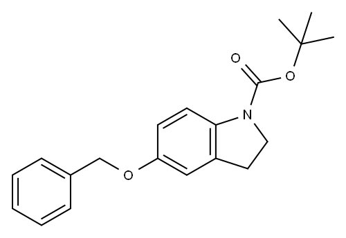 1H-Indole-1-carboxylic acid, 2,3-dihydro-5-(phenylmethoxy)-, 1,1-dimethylethyl ester 구조식 이미지