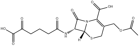 5-Thia-1-azabicyclo[4.2.0]oct-2-ene-2-carboxylic acid, 3-[(acetyloxy)methyl]-7-[(5-carboxy-1,5-dioxopentyl)amino]-8-oxo-, (6R,7R)- Structure