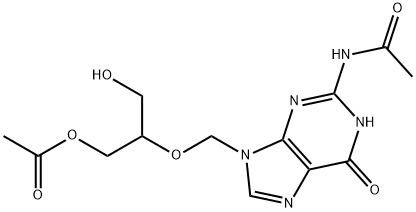 Acetamide, N-[9-[[2-(acetyloxy)-1-(hydroxymethyl)ethoxy]methyl]-6,9-dihydro-6-oxo-1H-purin-2-yl]- 구조식 이미지