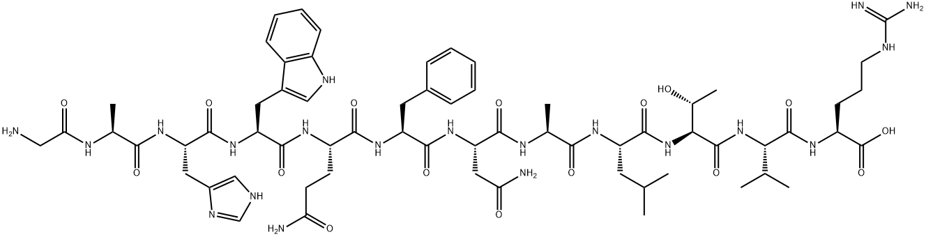 L-Arginine, glycyl-L-alanyl-L-histidyl-L-tryptophyl-L-glutaminyl-L-phenylalanyl-L-asparaginyl-L-alanyl-L-leucyl-L-threonyl-L-valyl- Structure