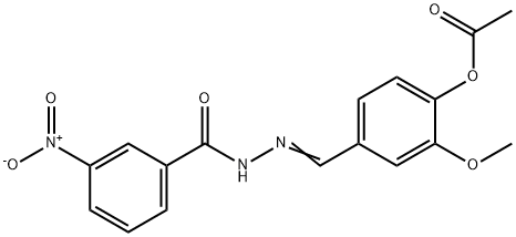2-methoxy-4-[2-(3-nitrobenzoyl)carbonohydrazonoyl]phenyl acetate Structure