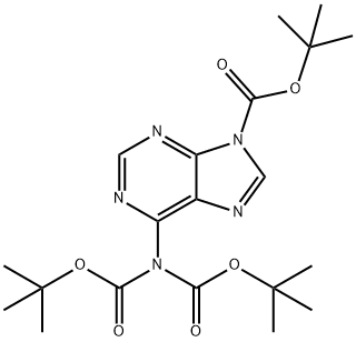 9H-Purine-9-carboxylic acid, 6-[bis[(1,1-dimethylethoxy)carbonyl]amino]-, 1,1-dimethylethyl ester 구조식 이미지