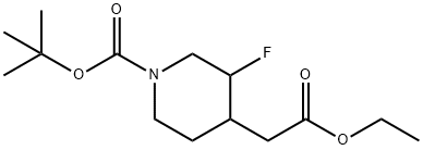 tert-butyl 4-(2-ethoxy-2-oxoethyl)-3-fluoropiperidine-1-carboxyl 구조식 이미지