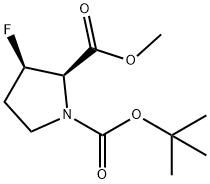 1,2-Pyrrolidinedicarboxylic acid, 3-fluoro-, 1-(1,1-dimethylethyl) 2-methyl ester, (2R,3R)- Structure