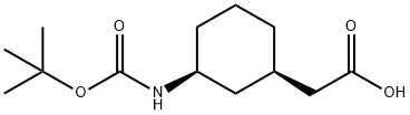 Cyclohexaneacetic acid, 3-[[(1,1-dimethylethoxy)carbonyl]amino]-, (1R,3S)- Structure