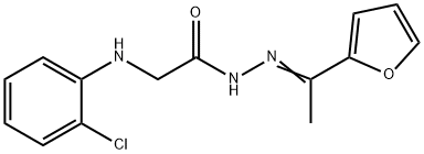 2-[(2-chlorophenyl)amino]-N'-[1-(2-furyl)ethylidene]acetohydrazide (non-preferred name) 구조식 이미지