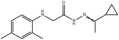 N'-(1-cyclopropylethylidene)-2-[(2,4-dimethylphenyl)amino]acetohydrazide (non-preferred name) Structure