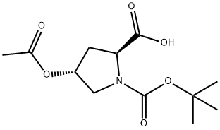 1,2-Pyrrolidinedicarboxylic acid, 4-(acetyloxy)-, 1-(1,1-dimethylethyl) ester, (2S,4R)- Structure