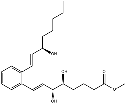 7-Octenoic acid, 5,6-dihydroxy-8-[2-[(1E,3R)-3-hydroxy-1-octen-1-yl]phenyl]-, methyl ester, (5S,6R,7E)- 구조식 이미지