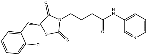 4-[(5Z)-5-[(2-chlorophenyl)methylidene]-4-oxo-2-sulfanylidene-1,3-thiazolidin-3-yl]-N-pyridin-3-ylbutanamide Structure