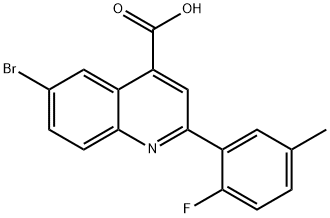 4-Quinolinecarboxylic acid, 6-bromo-2-(2-fluoro-5-methylphenyl)- 구조식 이미지