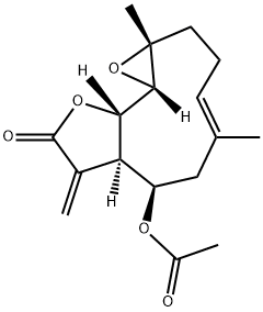 (1aR,4E,7R,7aR,10aS,10bR)-7-Acetoxy-2,3,6,7,7a,8,10a,10b-octahydro-1a,5-dimethyl-8-methyleneoxireno[9,10]cyclodeca[1,2-b]furan-9(1aH)-one Structure