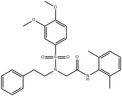 N~2~-[(3,4-dimethoxyphenyl)sulfonyl]-N-(2,6-dimethylphenyl)-N~2~-(2-phenylethyl)glycinamide Structure