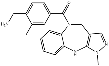 Methanone, [4-(aminomethyl)-3-methylphenyl](4,10-dihydro-1-methylpyrazolo[3,4-b][1,5]benzodiazepin-5(1H)-yl)- Structure