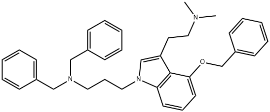 1H-Indole-1-propanamine, 3-[2-(dimethylamino)ethyl]-4-(phenylmethoxy)-N,N-bis(phenylmethyl)- Structure