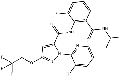 1H-Pyrazole-5-carboxamide, 1-(3-chloro-2-pyridinyl)-N-[2-fluoro-6-[[(1-methylethyl)amino]carbonyl]phenyl]-3-(2,2,2-trifluoroethoxy)- Structure
