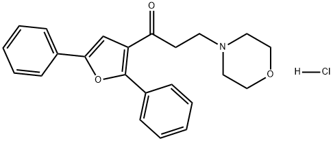 1-Propanone, 1-(2,5-diphenyl-3-furanyl)-3-(4-morpholinyl)-, hydrochloride (1:1) 구조식 이미지