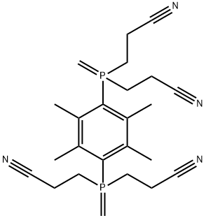 3,3',3'',3'''-[(2,3,5,6-Tetramethyl-1,4-phenylene)bis(methylenephosphinylidyne)]tetrakis(propanenitrile) 구조식 이미지