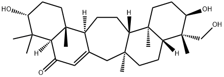 3β,21α,24-Trihydroxy-C(14a)-homo-27-norgammacer-14(15)-en-16-one Structure