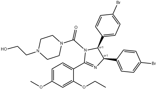 Methanone, [(4R,5S)-4,5-bis(4-bromophenyl)-2-(2-ethoxy-4-methoxyphenyl)-4,5-dihydro-1H-imidazol-1-yl][4-(2-hydroxyethyl)-1-piperazinyl]-, rel- Structure