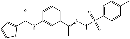 N-[3-[(E)-C-methyl-N-[(4-methylphenyl)sulfonylamino]carbonimidoyl]phenyl]thiophene-2-carboxamide 구조식 이미지