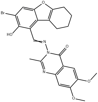 4(3H)-Quinazolinone,3-[[(3-bromo-6,7,8,9-tetrahydro-2-hydroxy-1-dibenzofuranyl)methylene]amino]-6,7-dimethoxy-2-methyl-(9CI) 구조식 이미지