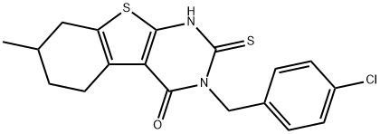 3-[(4-chlorophenyl)methyl]-7-methyl-2-sulfanylidene-5,6,7,8-tetrahydro-1H-[1]benzothiolo[2,3-d]pyrimidin-4-one Structure