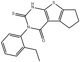 2-(2-ethylphenyl)-3-sulfanylidene-4,6,7,8-tetrahydrocyclopenta[2,3]thieno[2,4-b]pyrimidin-1-one 구조식 이미지