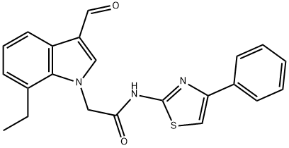 1H-Indole-1-acetamide,7-ethyl-3-formyl-N-(4-phenyl-2-thiazolyl)-(9CI) 구조식 이미지