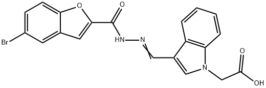 1H-Indole-1-aceticacid,3-[[[(5-bromo-2-benzofuranyl)carbonyl]hydrazono]methyl]-(9CI) Structure