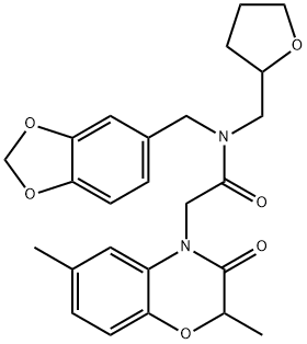 4H-1,4-Benzoxazine-4-acetamide,N-(1,3-benzodioxol-5-ylmethyl)-2,3-dihydro-2,6-dimethyl-3-oxo-N-[(tetrahydro-2-furanyl)methyl]-(9CI) 구조식 이미지