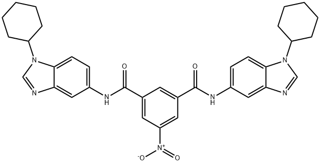 1-N,3-N-bis(1-cyclohexylbenzimidazol-5-yl)-5-nitrobenzene-1,3-dicarboxamide 구조식 이미지