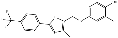 2-methyl-4-(((4-methyl-2-(4-(trifluoromethyl)phenyl)thiazol-5-yl)methyl)thio)phenol Structure