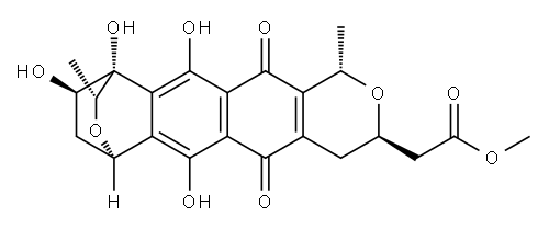 (1R,13R)-1,3,4,6,7,9,10,11-Octahydro-4α,5,12,13-tetrahydroxy-3α,7α-dimethyl-6,11-dioxo-1β,4-ethanonaphtho[2,3-c:6,7-c']dipyran-9β-acetic acid methyl ester 구조식 이미지