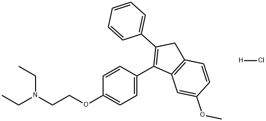 Ethanamine, N,N-diethyl-2-[4-(5-methoxy-2-phenyl-1H-inden-3-yl)phenoxy]-, hydrochloride (1:1) Structure