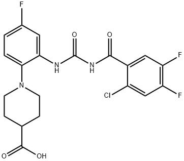 4-Piperidinecarboxylic acid, 1-[2-[[[(2-chloro-4,5-difluorobenzoyl)amino]carbonyl]amino]-4-fluorophenyl]- Structure