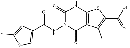 5-methyl-3-(5-methylthiophene-3-carboxamido)-4-oxo-2-thioxo-1,2,3,4-tetrahydrothieno[2,3-d]pyrimidine-6-carboxylic acid Structure