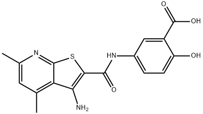 5-{3-amino-4,6-dimethylthieno[2,3-b]pyridine-2-a
mido}-2-hydroxybenzoic acid 구조식 이미지