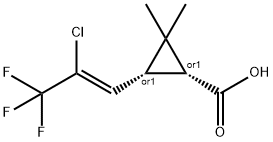 (Z)-(1RS,3RS)-3-(2-Chloro-3,3,3-trifluoroprope- nyl)-2,2-dimethylcyclopropanecarboxylic acid Structure