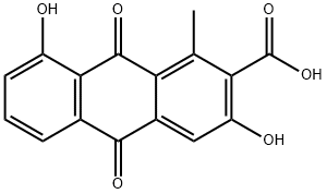 2-Anthracenecarboxylic acid, 9,10-dihydro-3,8-dihydroxy-1-methyl-9,10-dioxo- Structure