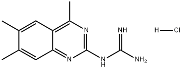 Guanidine, N-(4,6,7-trimethyl-2-quinazolinyl)-, hydrochloride (1:1) Structure