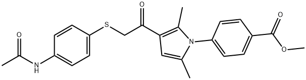 Benzoic acid, 4-[3-[2-[[4-(acetylamino)phenyl]thio]acetyl]-2,5-dimethyl-1H-pyrrol-1-yl]-, methyl ester 구조식 이미지