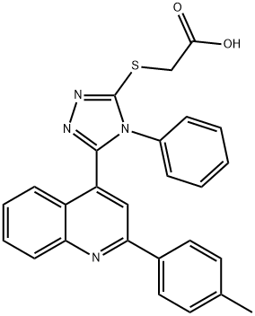 2-({5-[2-(4-methylphenyl)quinolin-4-yl]-4-phenyl-4H-1,2,4-triazol-3-yl}sulfanyl)acetic acid 구조식 이미지