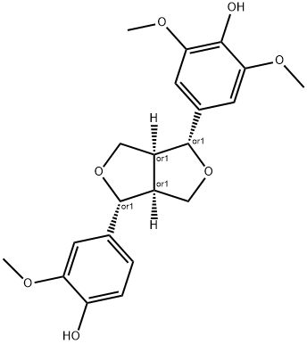 Phenol, 2,6-dimethoxy-4-[(1R,3aS,4R,6aS)-tetrahydro-4-(4-hydroxy-3-methoxyphenyl)-1H,3H-furo[3,4-c]furan-1-yl]-, rel- Structure