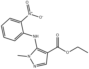 1H-Pyrazole-4-carboxylic acid, 1-methyl-5-[(2-nitrophenyl)amino]-, ethyl ester Structure