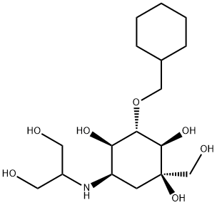 D-epi-Inositol, 6-O-(cyclohexylmethyl)-3,4-dideoxy-4-[[2-hydroxy-1-(hydroxymethyl)ethyl]amino]-2-C-(hydroxymethyl)- (9CI) 구조식 이미지