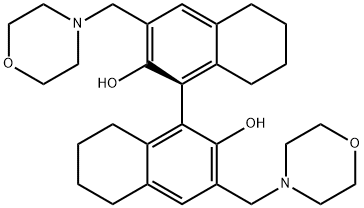 [1,1'-Binaphthalene]-2,2'-diol, 5,5',6,6',7,7',8,8'-octahydro-3,3'-bis(4-morpholinylmethyl)-, (1S)- 구조식 이미지